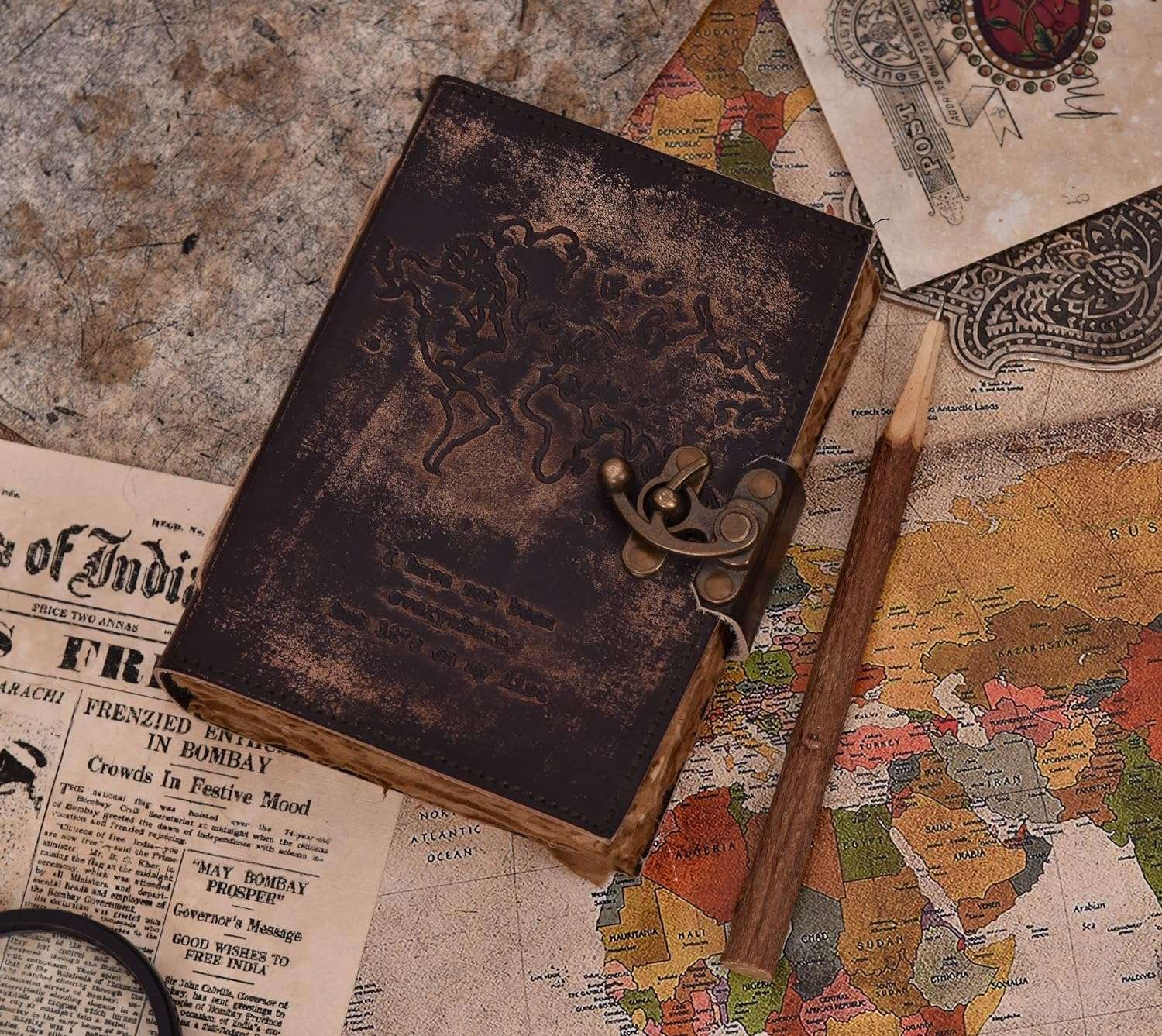 Handmade Leather Journal, Leather Bound Book, Patina, Deckle Edge